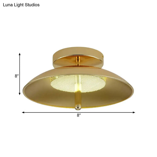 Gold Finish Bowl Flushmount Led Ceiling Light Fixture - Stylish Postmodern Iron Lamp