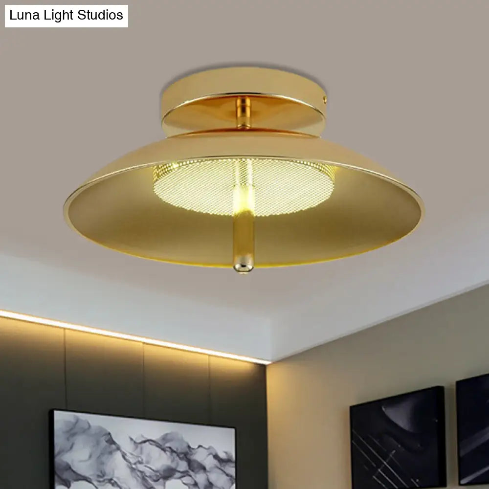 Gold Finish Bowl Flushmount Led Ceiling Light Fixture - Stylish Postmodern Iron Lamp