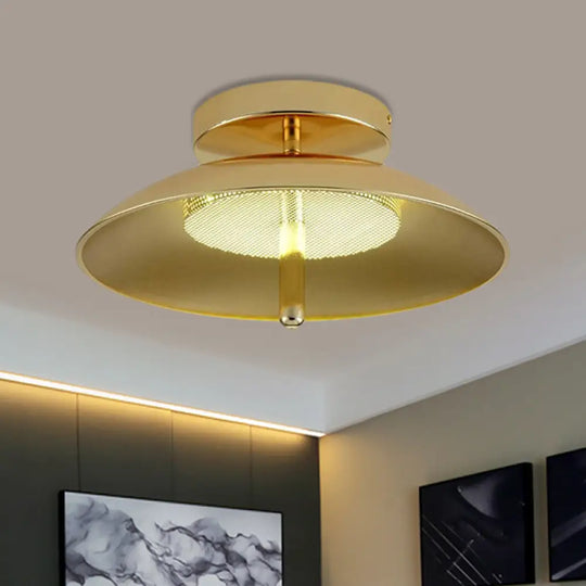Gold Finish Bowl Flushmount Led Ceiling Light Fixture - Stylish Postmodern Iron Lamp