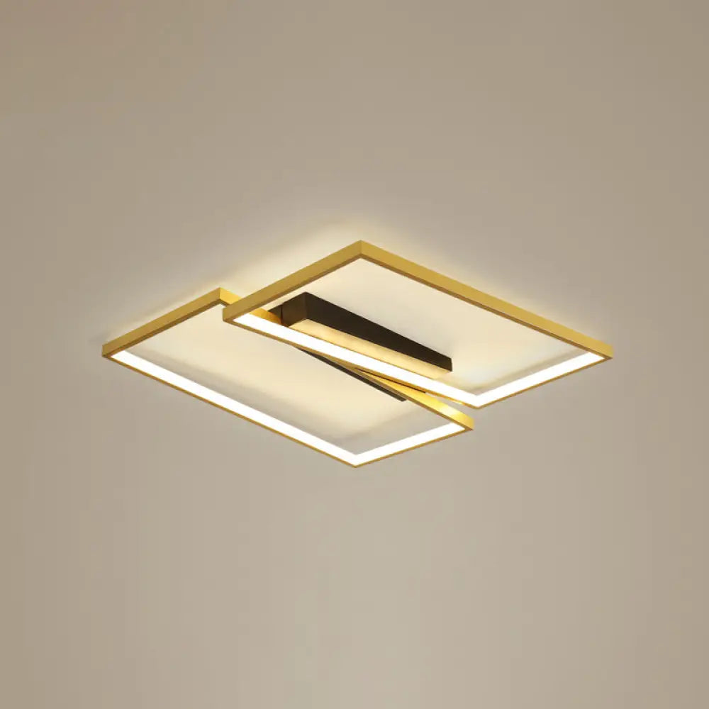 Gold Finish Ceiling Light Fixture: Simplicity Metal Led Flush Mount For Bedroom / 16.5’
