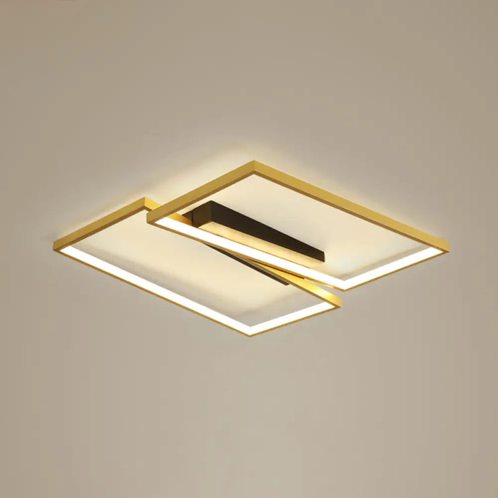 Gold Finish Ceiling Light Fixture: Simplicity Metal Led Flush Mount For Bedroom / 20.5’