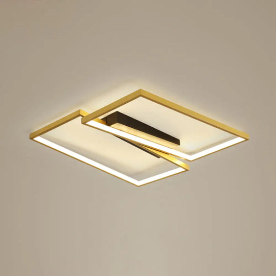 Gold Finish Ceiling Light Fixture: Simplicity Metal Led Flush Mount For Bedroom / 20.5’