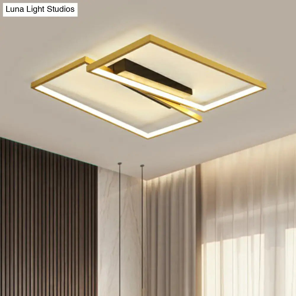 Gold Finish Ceiling Light Fixture: Simplicity Metal Led Flush Mount For Bedroom