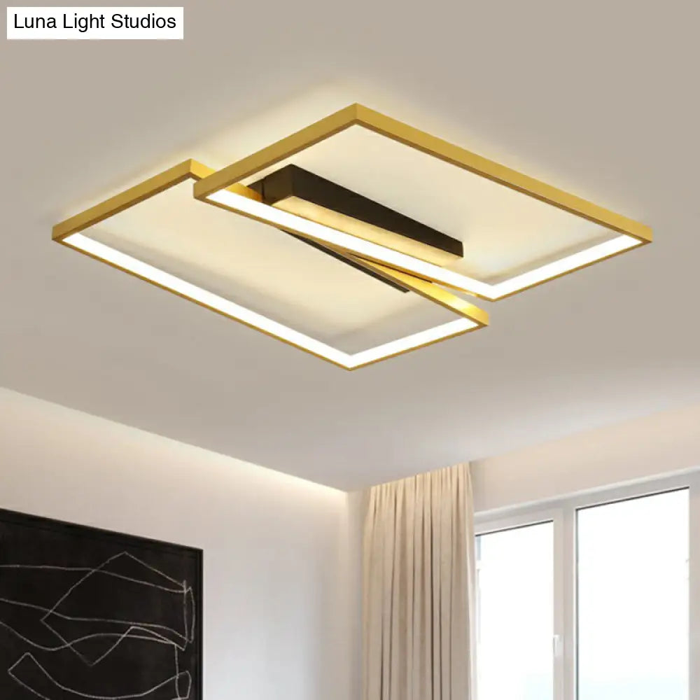 Gold Finish Ceiling Light Fixture: Simplicity Metal Led Flush Mount For Bedroom