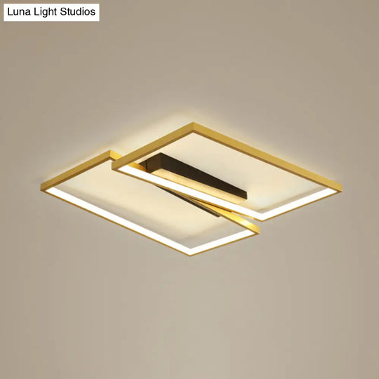 Gold Finish Ceiling Light Fixture: Simplicity Metal Led Flush Mount For Bedroom / 20.5