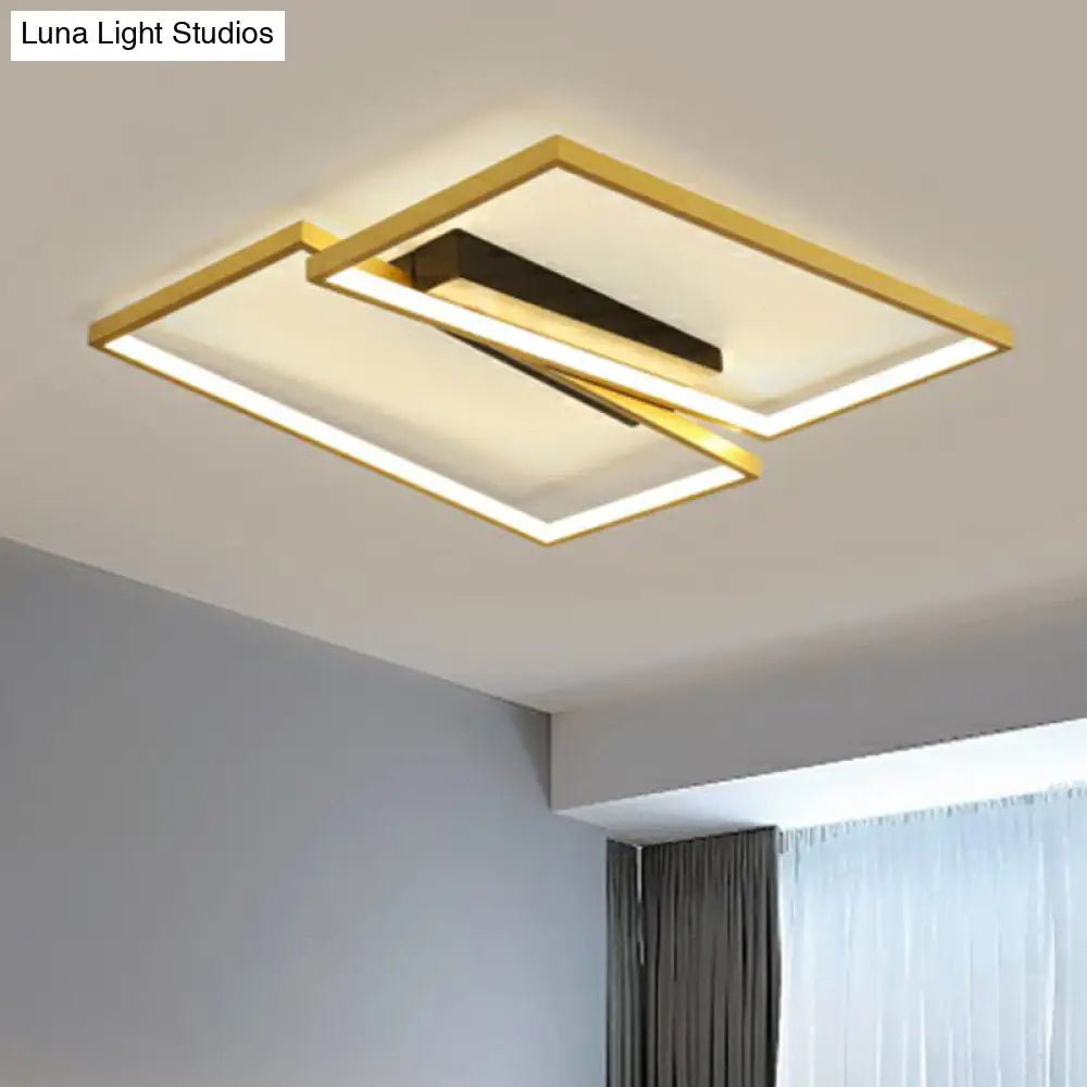 Gold Finish Ceiling Light Fixture: Simplicity Metal Led Flush Mount For Bedroom