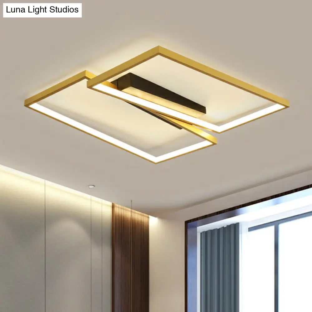 Gold Finish Ceiling Light Fixture: Simplicity Metal Led Flush Mount For Bedroom