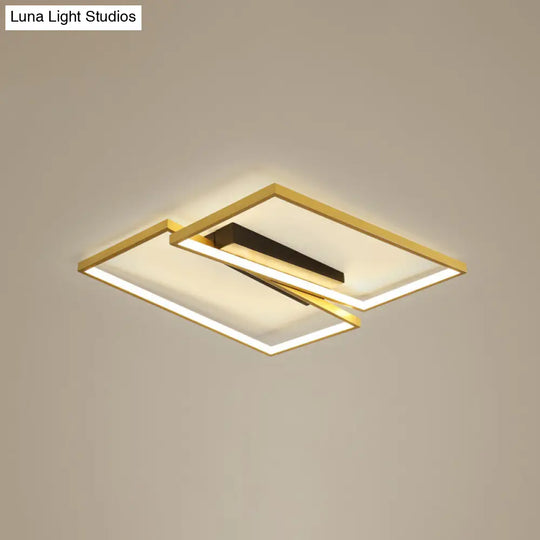 Gold Finish Ceiling Light Fixture: Simplicity Metal Led Flush Mount For Bedroom / 16.5