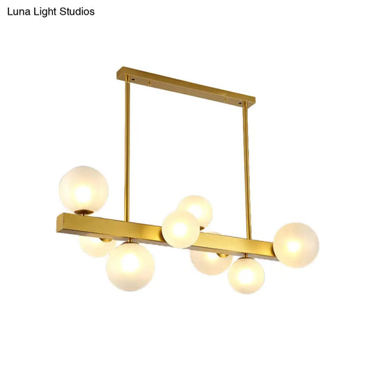 Gold Finish Chandelier With Orb Shade - Post Modern Design 8 Lights Perfect For Dining Room