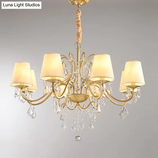 Gold Finish Crystal Chandelier Light: Elegant Dining Room Lighting Fixture