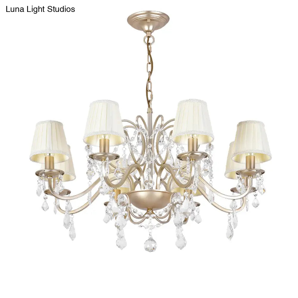 Gold Finish Crystal Chandelier Light: Elegant Dining Room Lighting Fixture