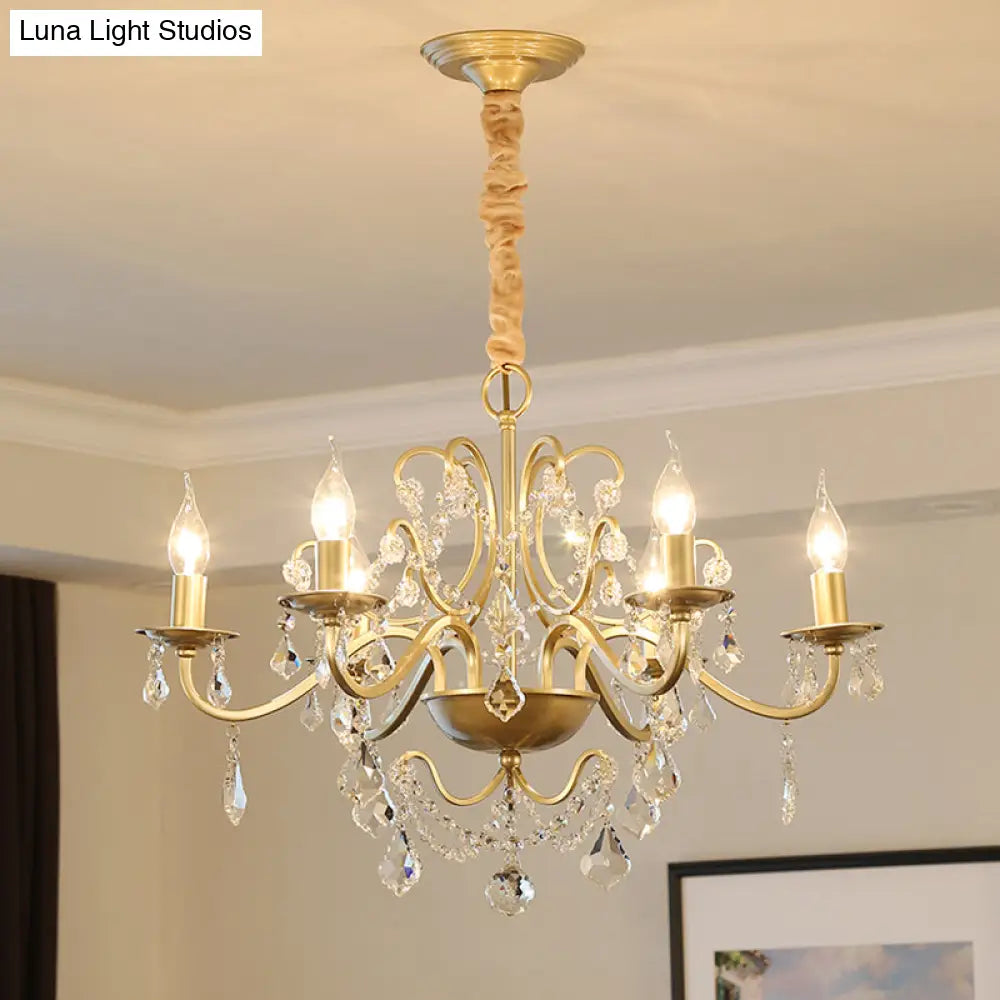 Gold Finish Crystal Chandelier Light: Elegant Dining Room Lighting Fixture