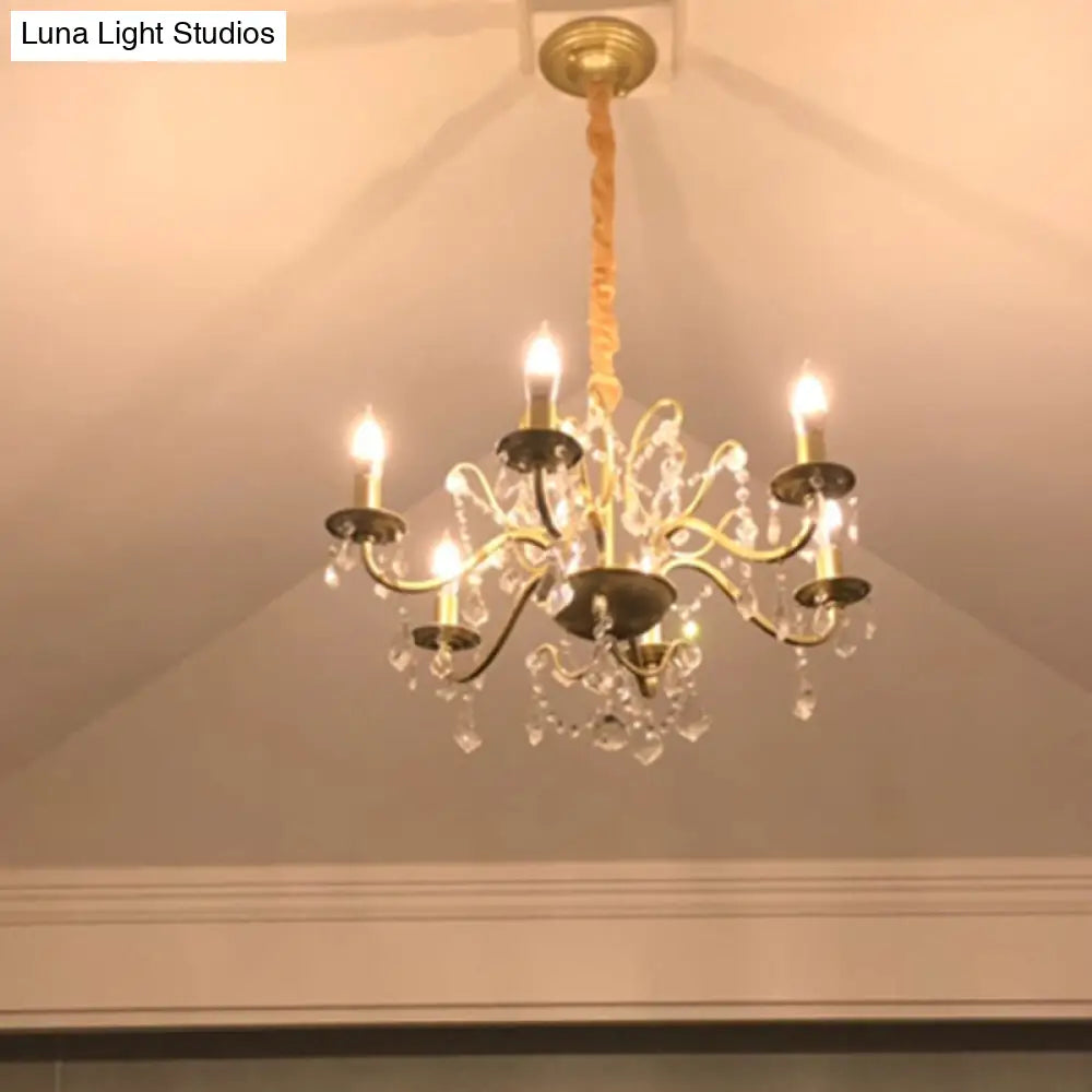 Gold Finish Crystal Chandelier Light: Elegant Dining Room Lighting Fixture