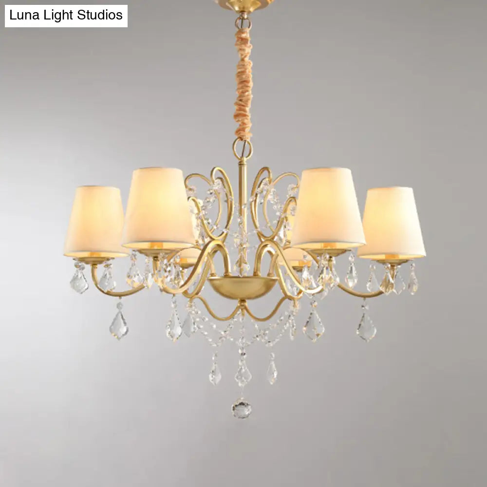 Gold Finish Crystal Chandelier Light: Elegant Dining Room Lighting Fixture