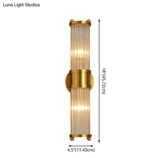 Gold Finish Crystal Led Bathroom Vanity Lights - 2 Head Wall Mount Lamp For Indoor Lighting