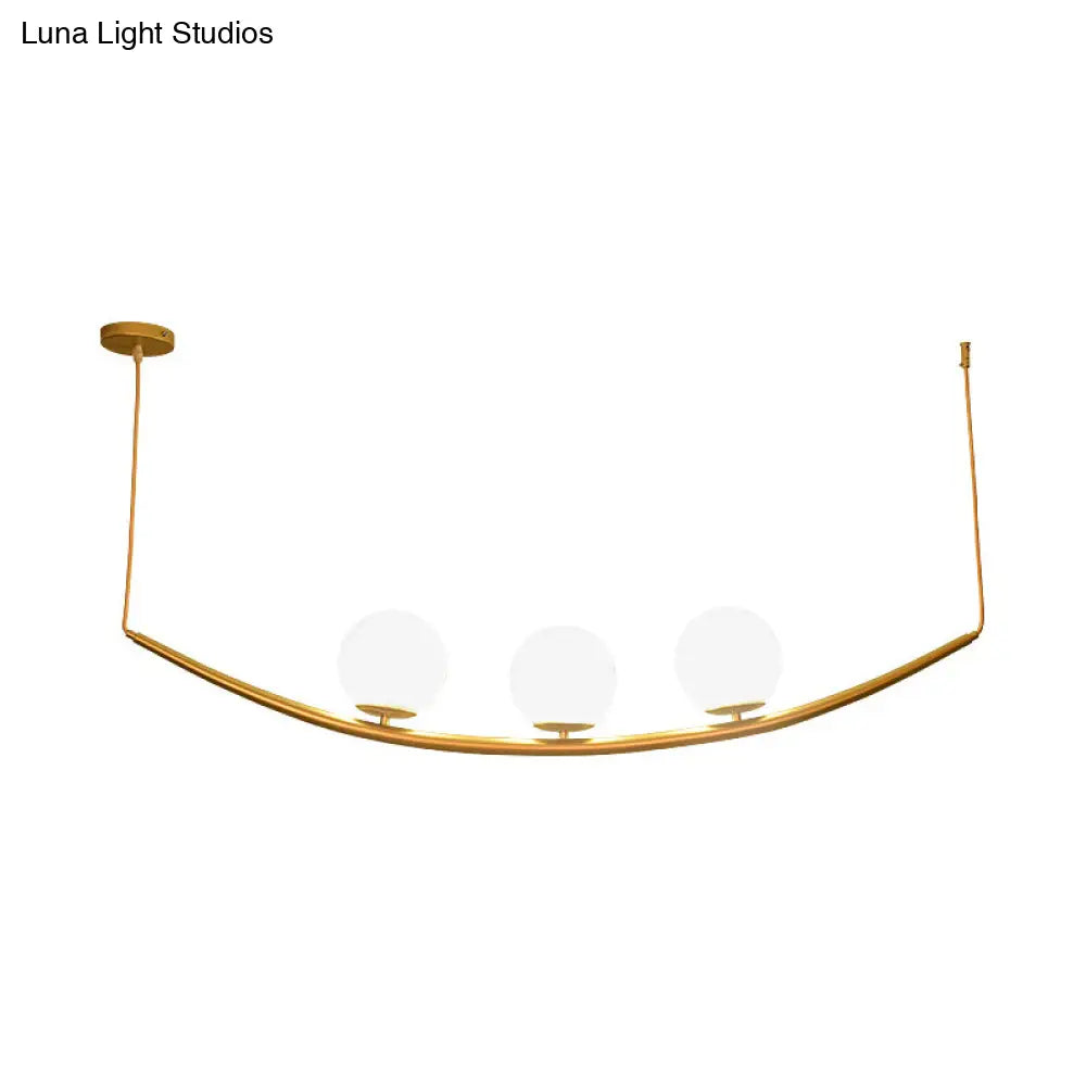 Gold Finish Dining Room Chandelier With Modernist Design And Milk Glass Shade