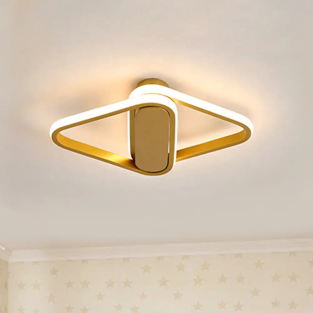 Gold Finish Double Triangle Led Flush Mount - Sleek Acrylic Lighting