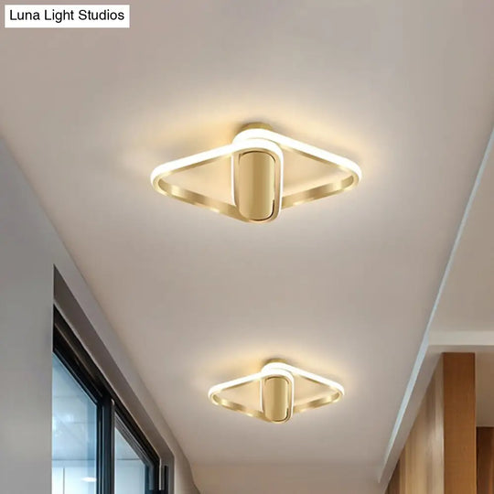 Gold Finish Double Triangle Led Flush Mount - Sleek Acrylic Lighting