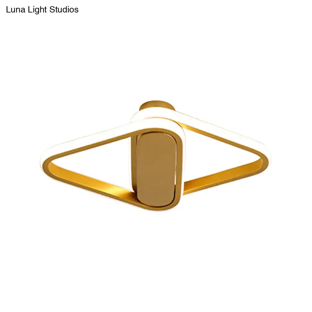 Gold Finish Double Triangle Led Flush Mount - Sleek Acrylic Lighting