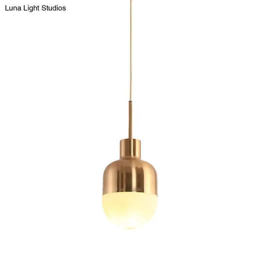 Frosted Glass Capsule Pendulum Light - 1-Light Gold Finish Hanging Pendant For Simple Stylish