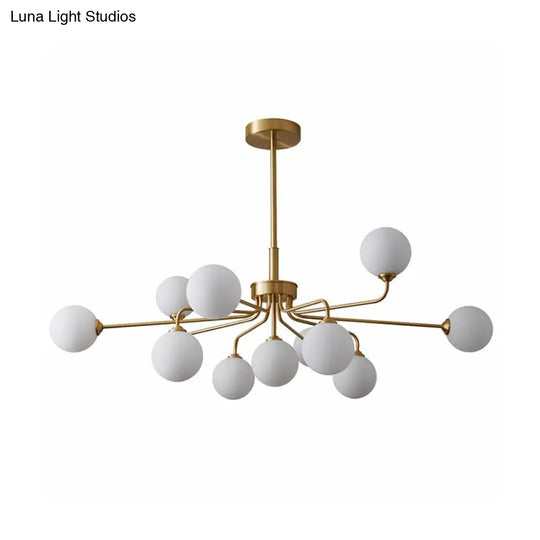 Gold Finish Glass Orb Chandelier - Contemporary Hanging Light For Living Room