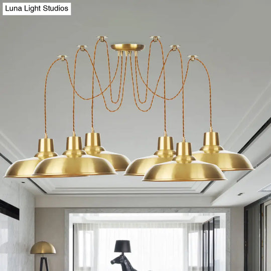 Gold Finish Industrial Metal Barn Pendant Light Fixture - Swag Hanging Lamp Multiple Bulb Options 6