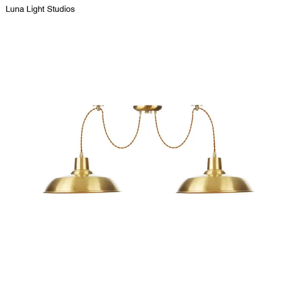 Gold Finish Industrial Metal Barn Pendant Light Fixture - 2/3/4 Bulbs Swag Hanging Lamp Pendants