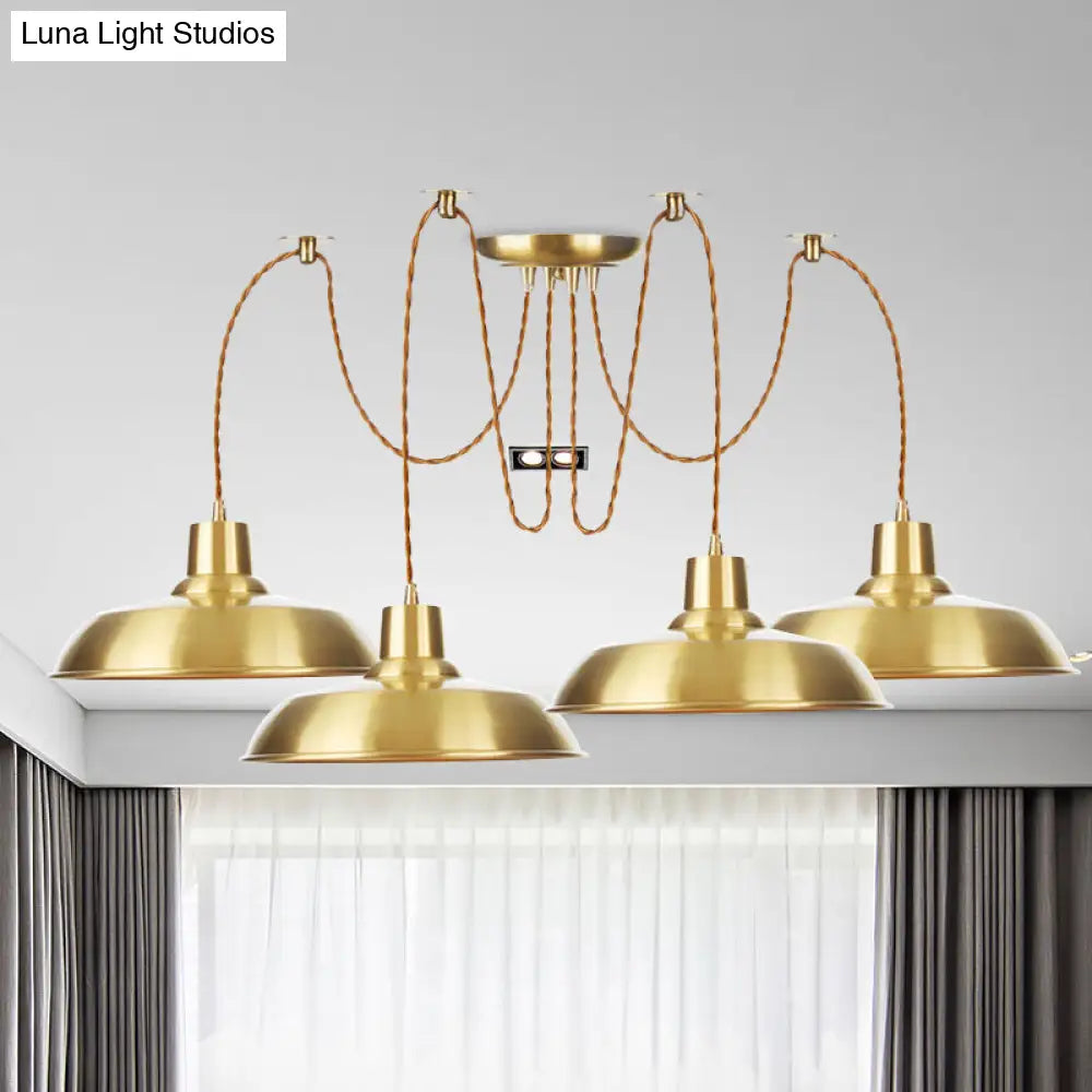 Gold Finish Industrial Metal Barn Pendant Light Fixture - Swag Hanging Lamp Multiple Bulb Options 4