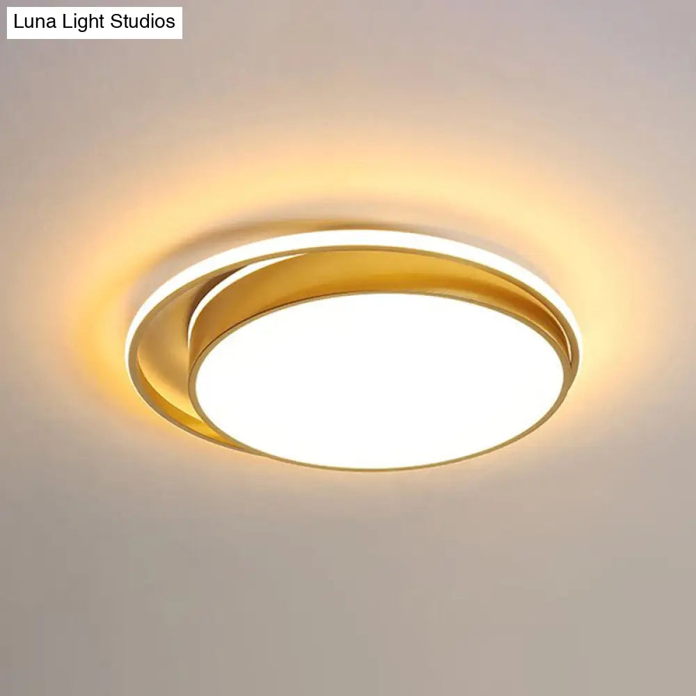 Gold Finish Led Ceiling Mount Light For Bedroom With Round Acrylic Shade