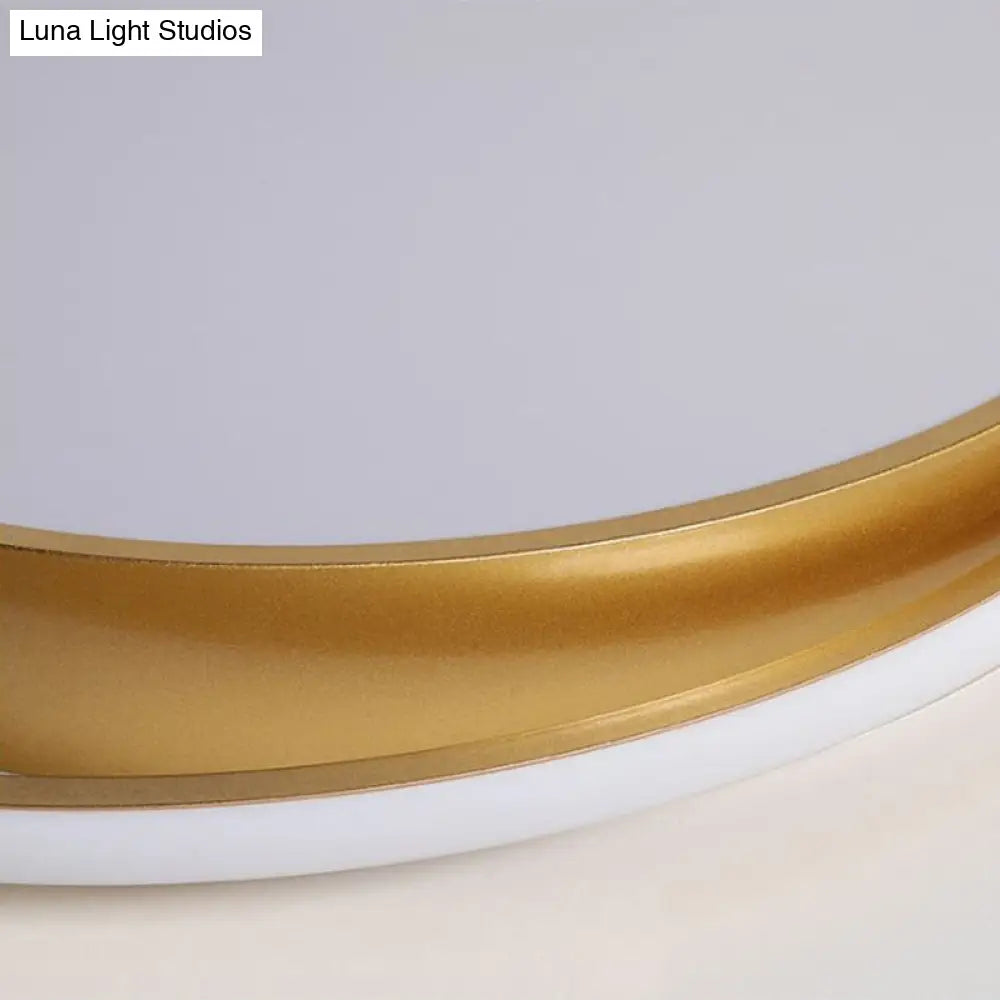 Gold Finish Led Ceiling Mount Light For Bedroom With Round Acrylic Shade