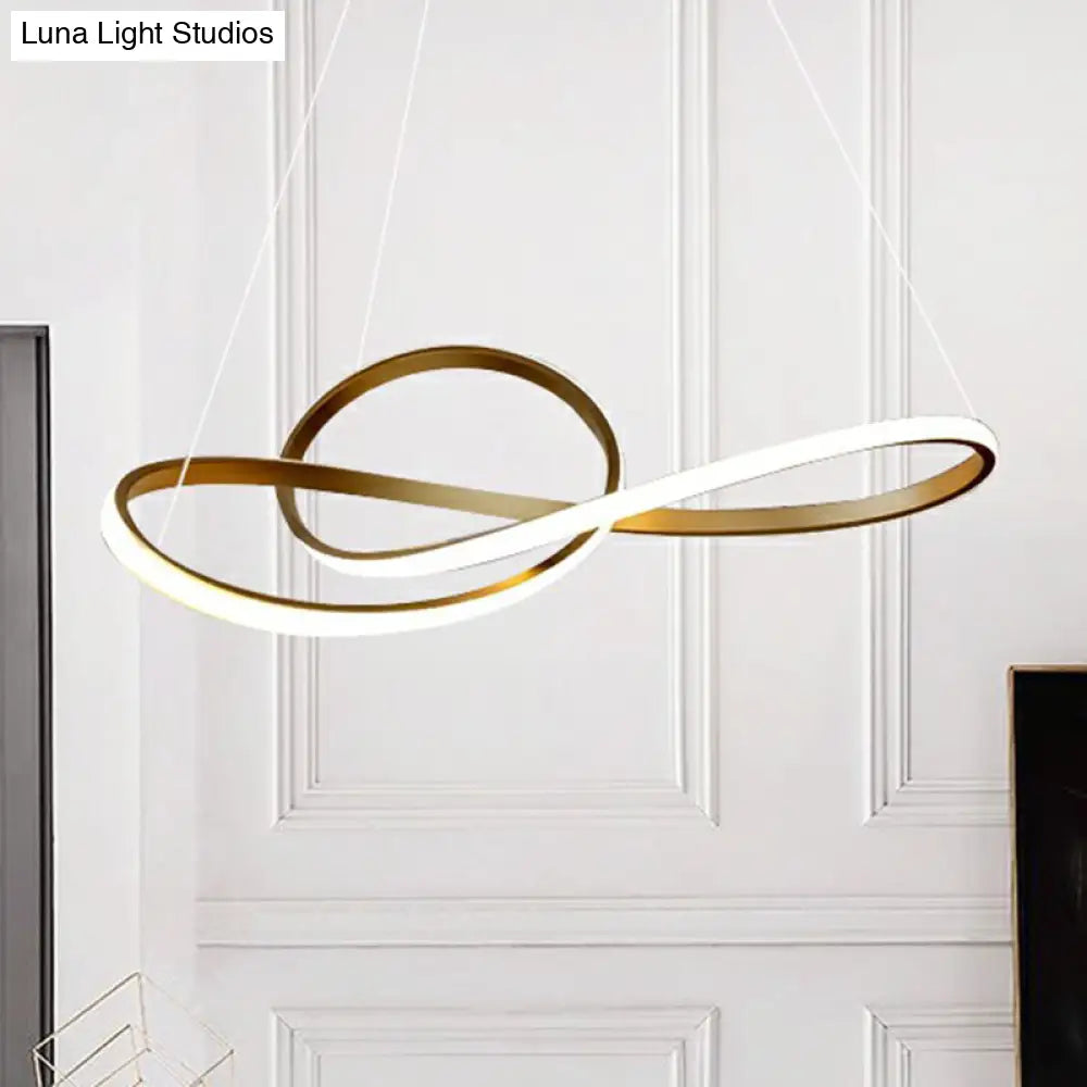 Gold Finish Led Chandelier With Musical Notes - Perfect For Minimalist Living Rooms