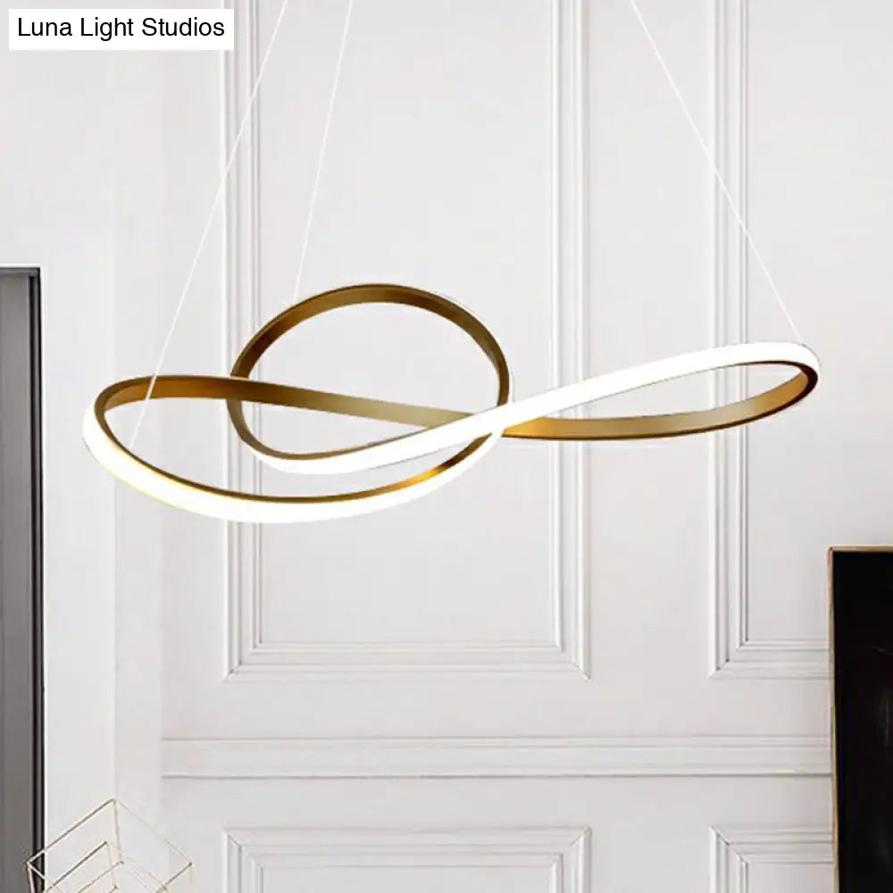 Led Musical Note Chandelier - Minimalist Metal Gold Finish Living Room Hanging Light