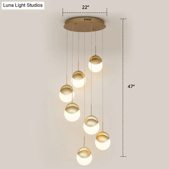 Gold Finish Led Hanging Light For Restaurants - Disc Shaped Acrylic Cluster Pendant Postmodern