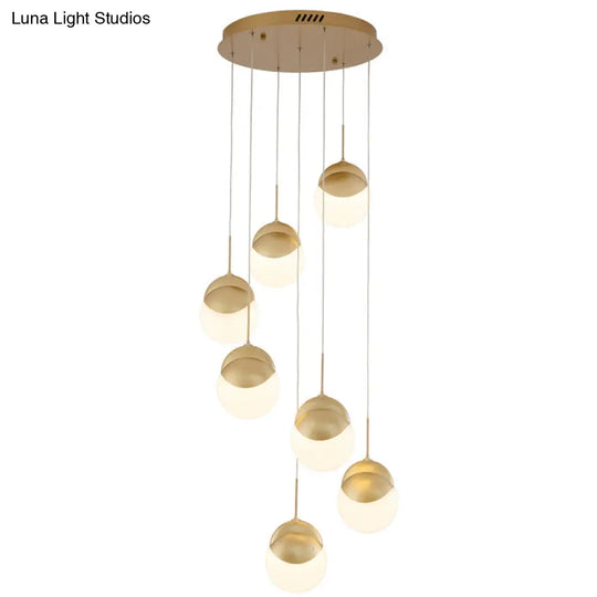 Gold Finish Led Hanging Light For Restaurants - Disc Shaped Acrylic Cluster Pendant Postmodern