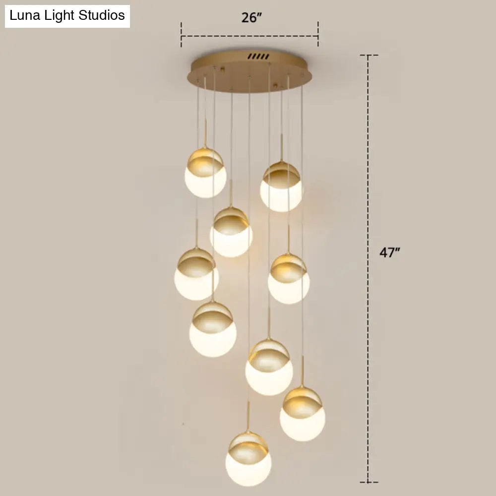 Gold Finish Led Hanging Light For Restaurants - Disc Shaped Acrylic Cluster Pendant Postmodern