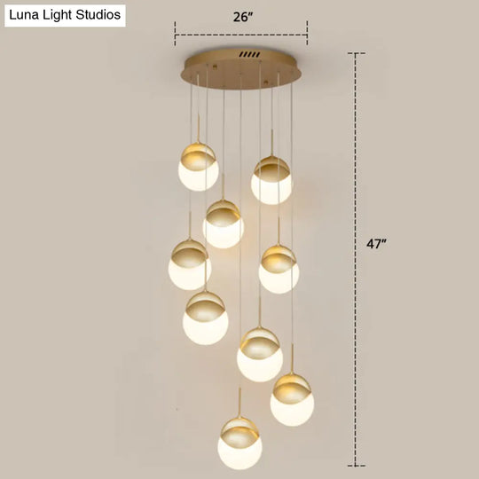 Gold Finish Led Hanging Light For Restaurants - Disc Shaped Acrylic Cluster Pendant Postmodern