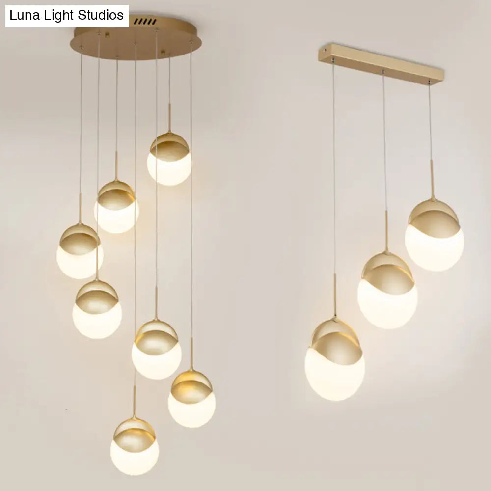 Gold Finish Led Hanging Light For Restaurants - Disc Shaped Acrylic Cluster Pendant Postmodern