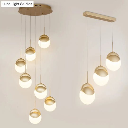 Gold Finish Led Hanging Light For Restaurants - Disc Shaped Acrylic Cluster Pendant Postmodern