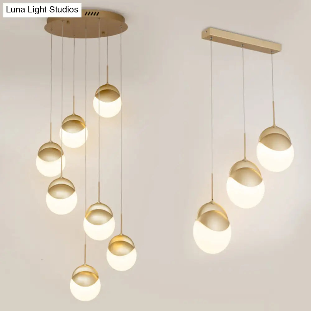 Gold Finish Led Disc Pendant Light - Postmodern Acrylic Cluster Design For Restaurants