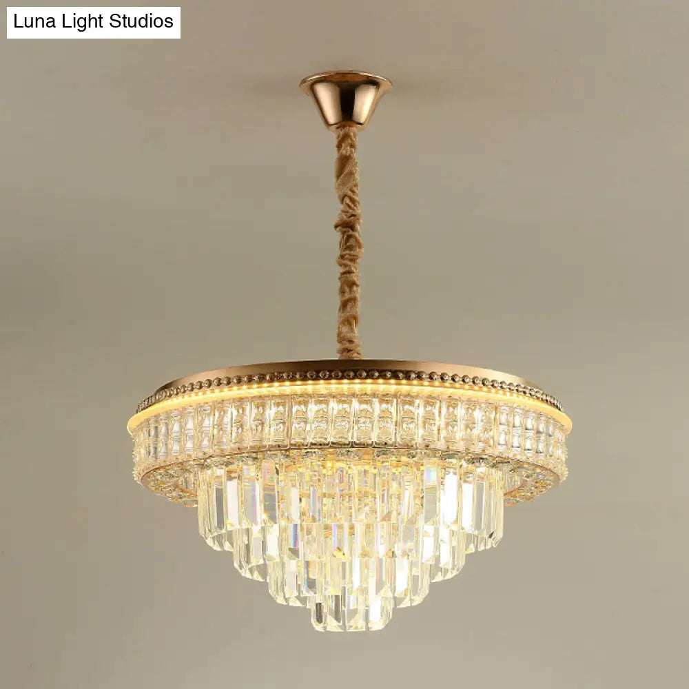 Gold Finish Led Pendant Lamp - Traditional Crystal Icicle/Orb Circular Chandelier