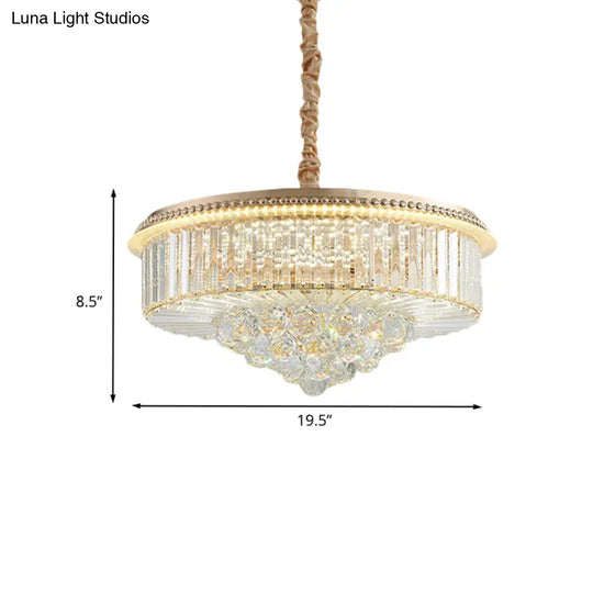 Gold Finish Led Pendant Lamp - Traditional Crystal Icicle/Orb Circular Chandelier