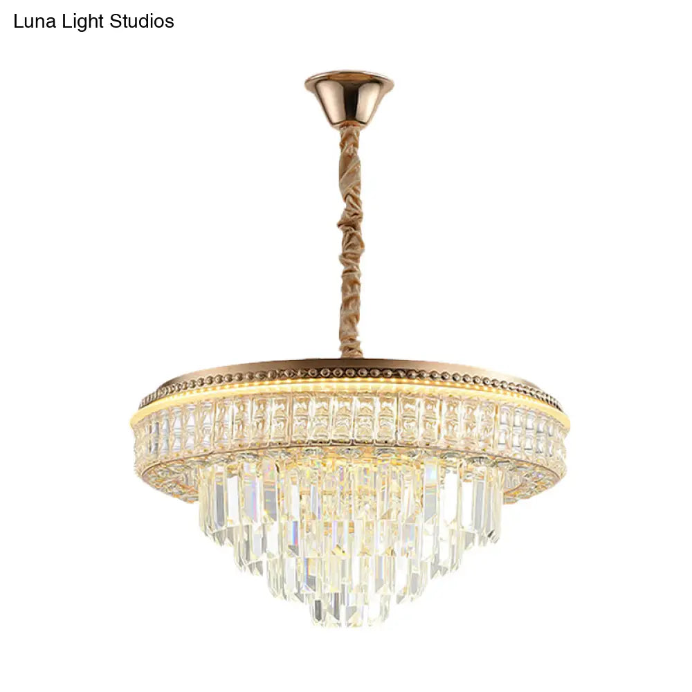 Gold Finish Led Pendant Lamp - Traditional Crystal Icicle/Orb Circular Chandelier