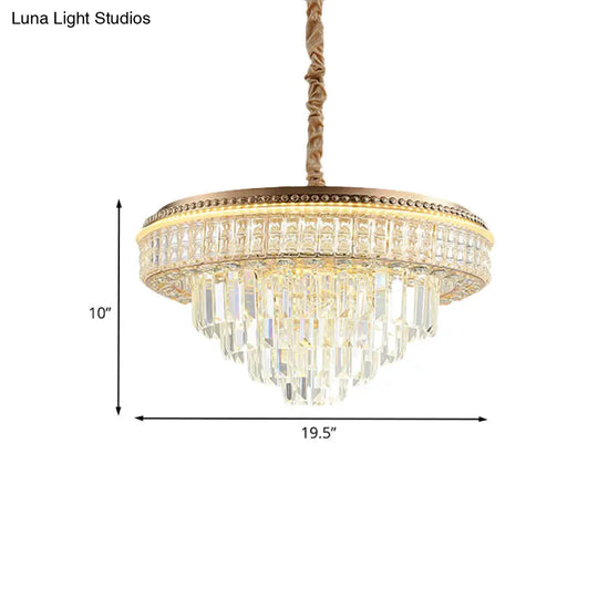 Gold Finish Led Pendant Lamp - Traditional Crystal Icicle/Orb Circular Chandelier