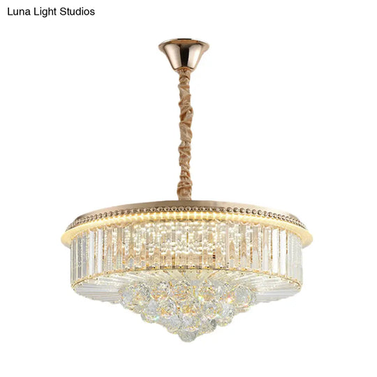 Gold Finish Led Pendant Lamp - Traditional Crystal Icicle/Orb Circular Chandelier