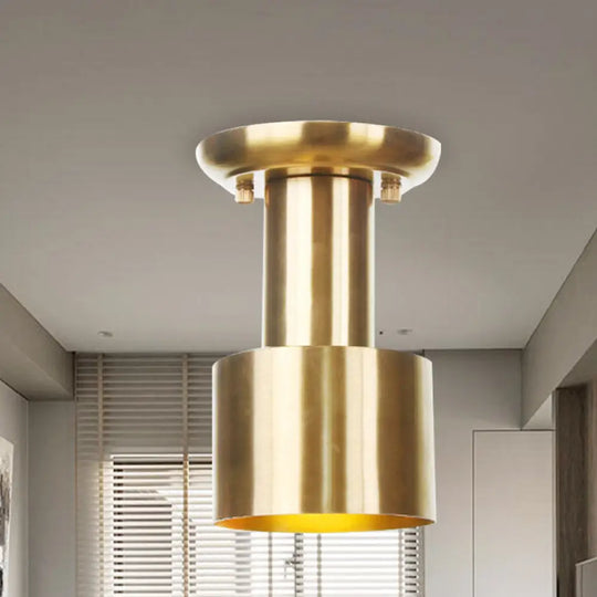 Gold Finish Metal Tubular Industrial Ceiling Flush Mount With 1 Head Ideal For Foyer Lighting / B