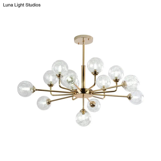 Gold Finish Post Modern Orb Chandelier - Glass Shade Hanging Lamp With 7/9/13 Lights