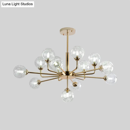 Gold Finish Post Modern Orb Chandelier - Glass Shade Hanging Lamp With 7/9/13 Lights