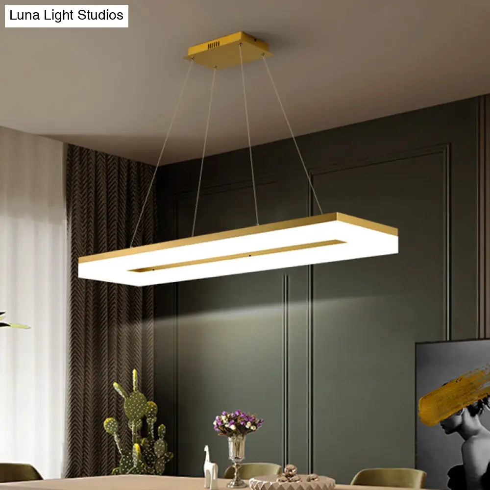 Gold Finish Rectangular Island Led Ceiling Light - Simple Acrylic Design