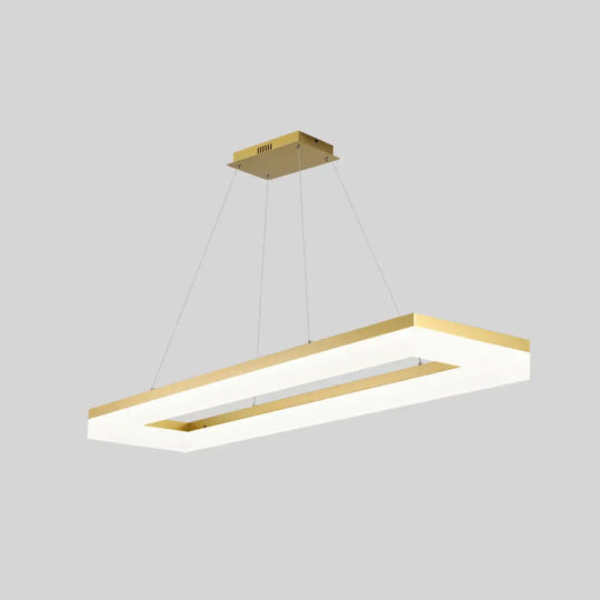 Gold Finish Rectangular Island Led Ceiling Light - Simple Acrylic Design / 35.5 White