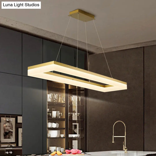 Gold Finish Rectangular Island Led Ceiling Light - Simple Acrylic Design